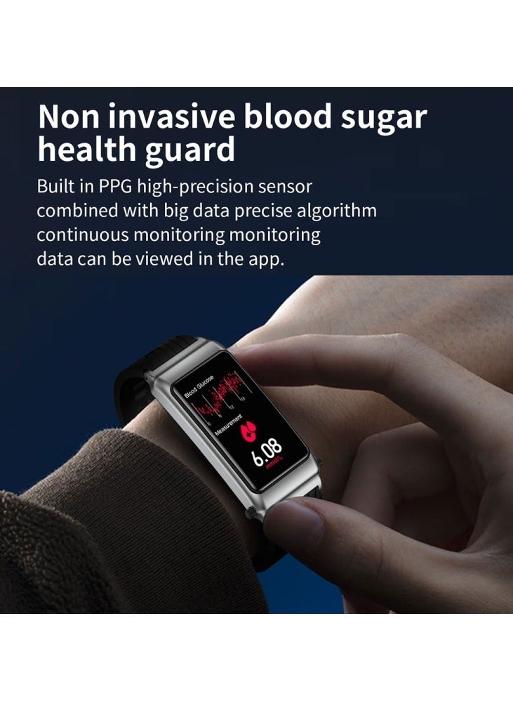 K80 Smartwatch with 1.57-inch Display, Integrated Blood Sugar Monitoring, TWS Headset, Body Temperature Tracking, Bluetooth Calls, NFC Access Control, and Comprehensive Health Monitoring