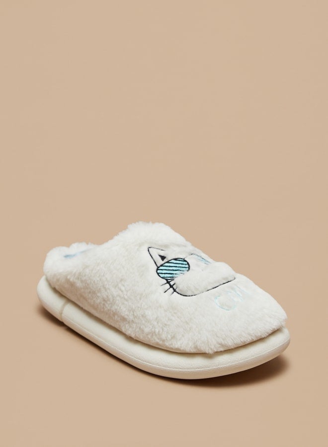 Women's Cat Applique Bedroom Mules