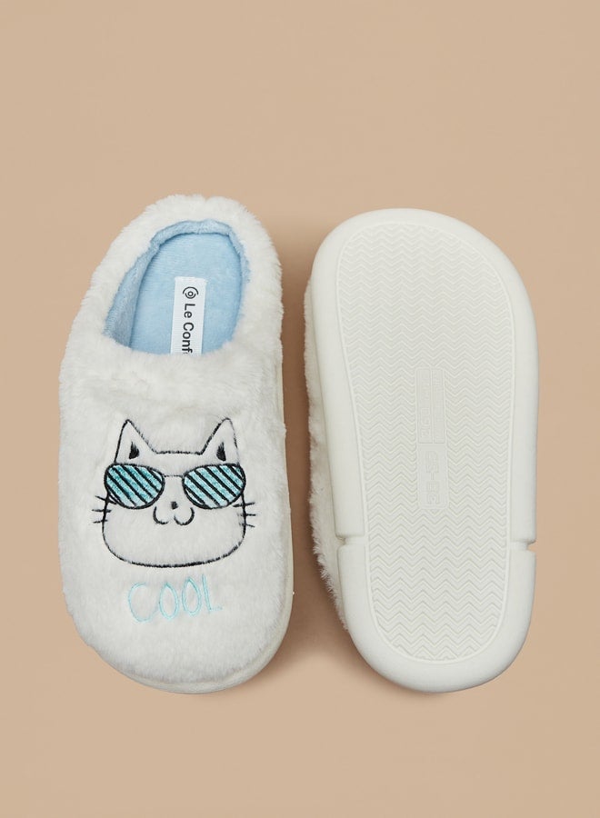 Women's Cat Applique Bedroom Mules