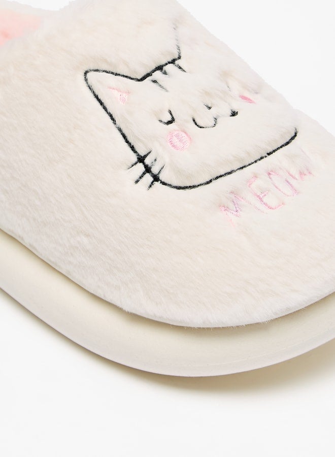 Women's Cat Applique Bedroom Mules