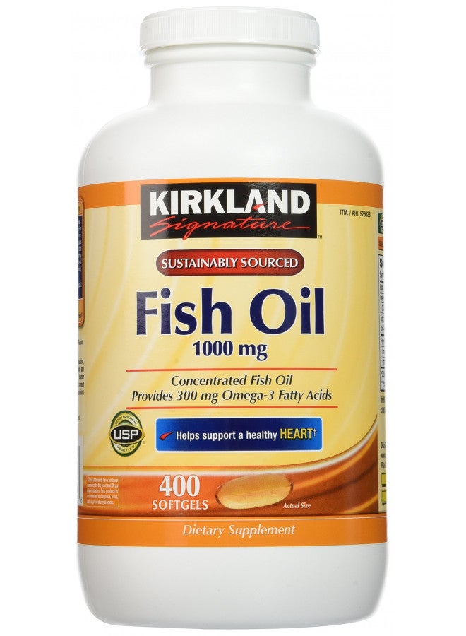 Kirkland Signature Natural Fish Oil Concentrate with Omega-3 Fatty Acids - 400 Softgels (Pack of 2)