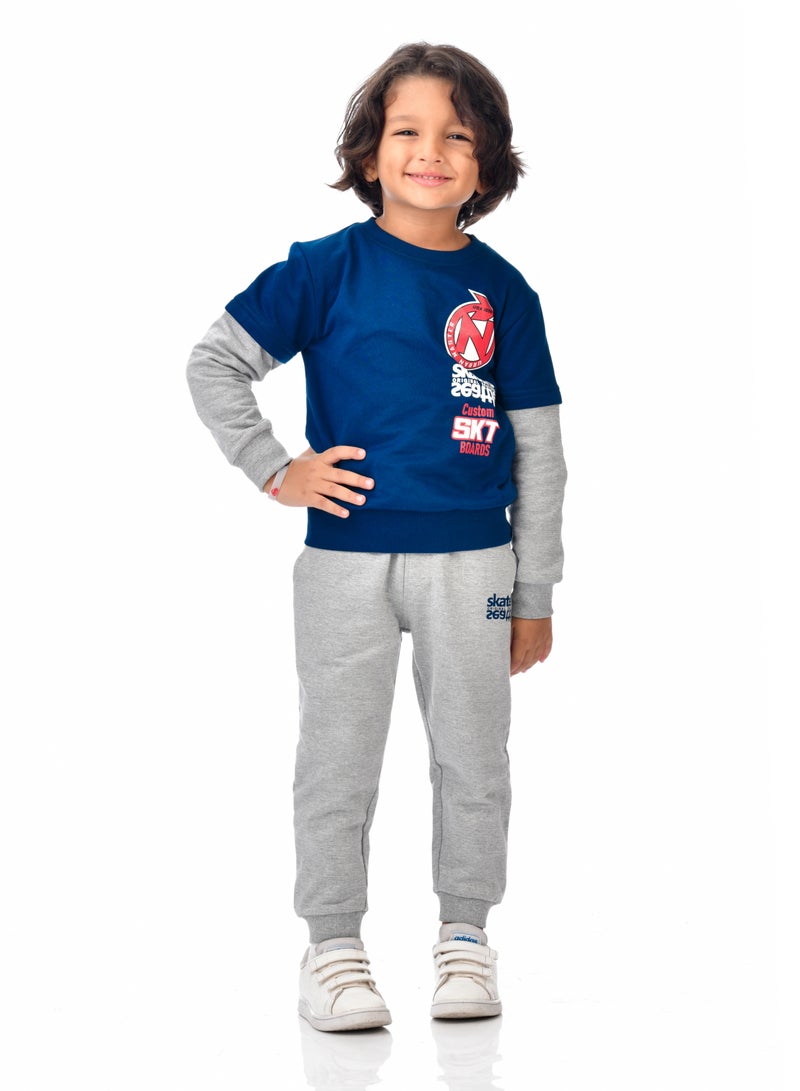 Boys' 2-Piece Sweatshirt and Jogger Set (2 -8 yrs) Navy & Grey