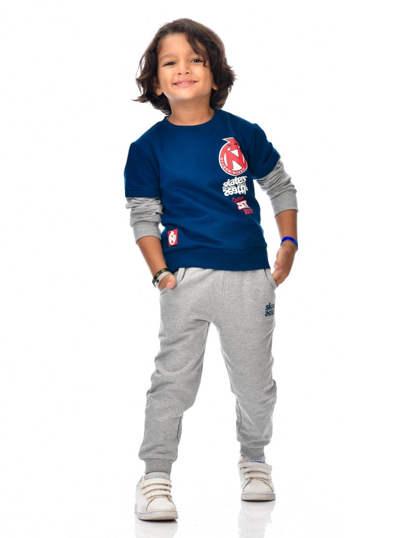 Boys' 2-Piece Sweatshirt and Jogger Set (2 -8 yrs) Navy & Grey