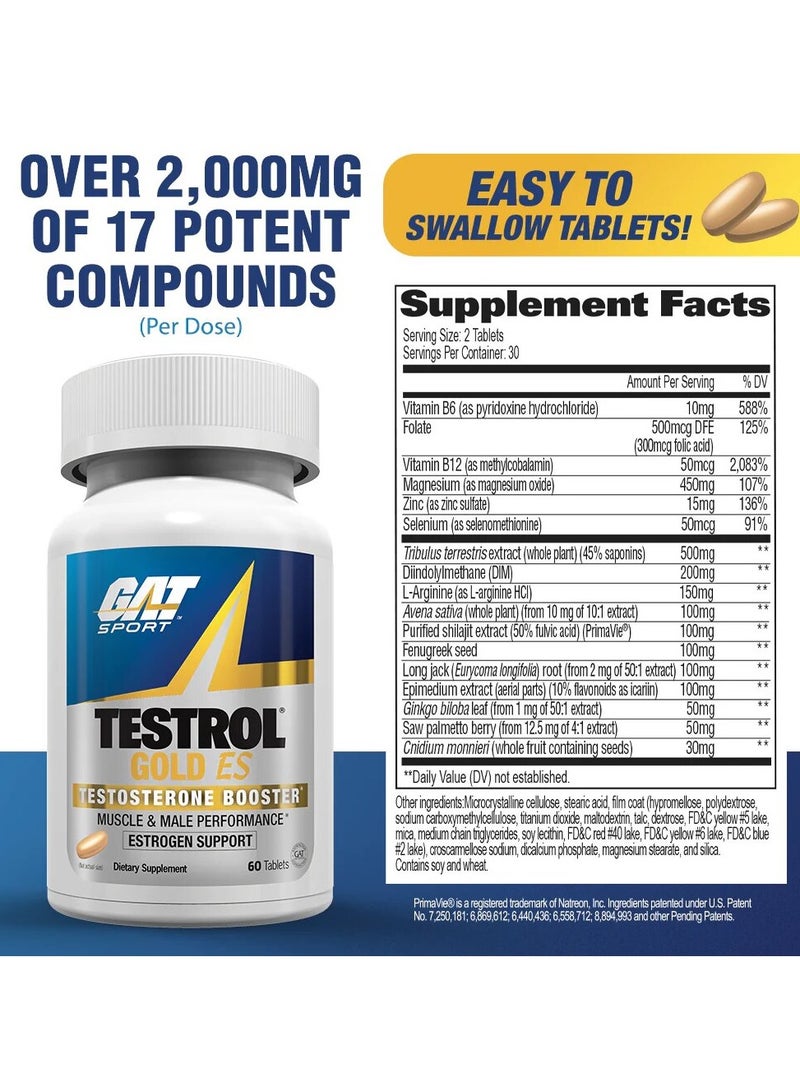 Gat Sport, Testrol Gold ES, 60 Tabs, 30 Servings