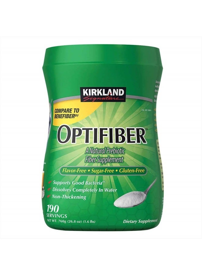 Kirkland Signature OPTIFIBER, Powder, Sugar Free Favor Free Gluten Free Non Thickening, NET WT. 760g/26.8 oz (1.6 lbs) (190 Servings)