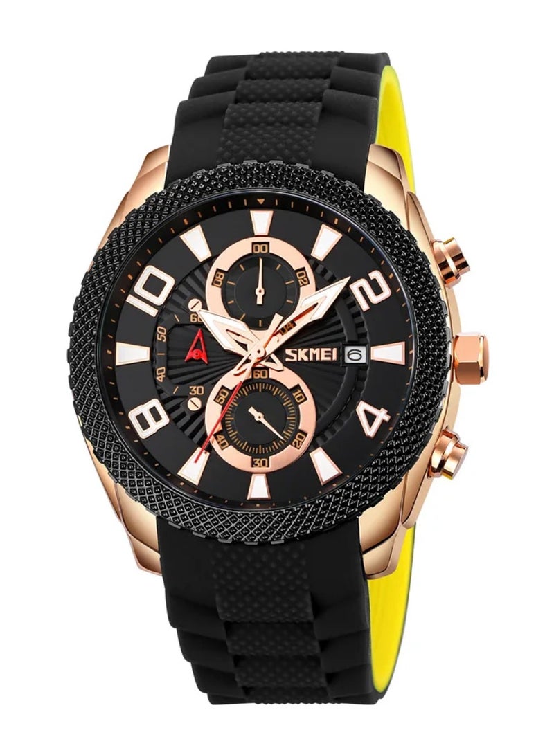 Men's Analog Quartz Black Silicone Band Watch 9269