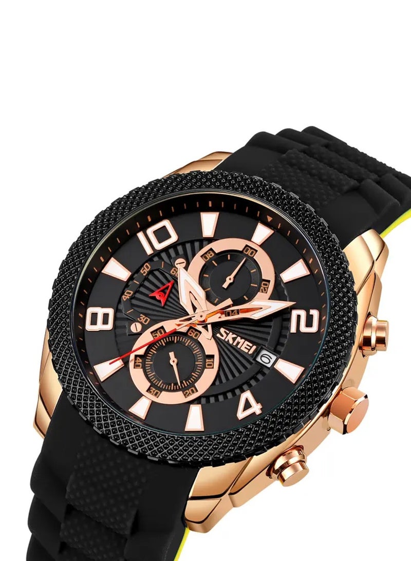 Men's Analog Quartz Black Silicone Band Watch 9269