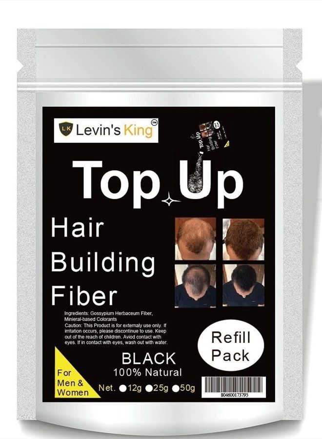 Hair Building Fiber , Hair concealer Refill Pack Use All hair fiber Black Color 25 Gram Pack of 1