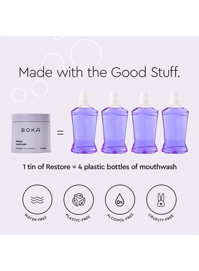 Travel Size Mouthwash Tablets - Hydroxyapatite, Fluoride/Alcohol Free & Eco-Friendly - Chewable Tablet to Freshen & Kill Bad Breath Quickly, Remineralize Teeth Cleansing - 90 Pack