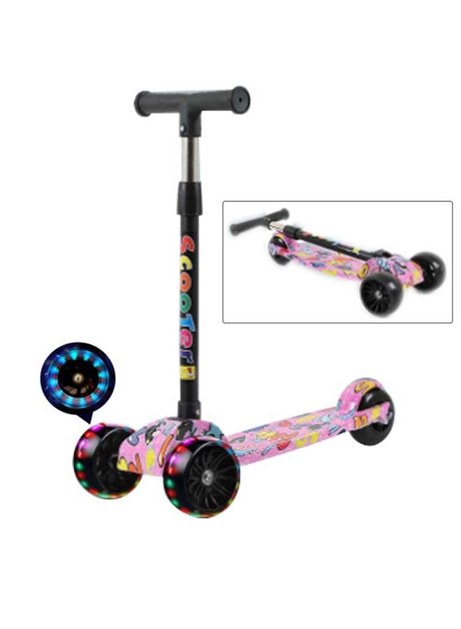 Tri Flash Wheel Graffiti Foldable And Adjustable Kids Scooter 5cm