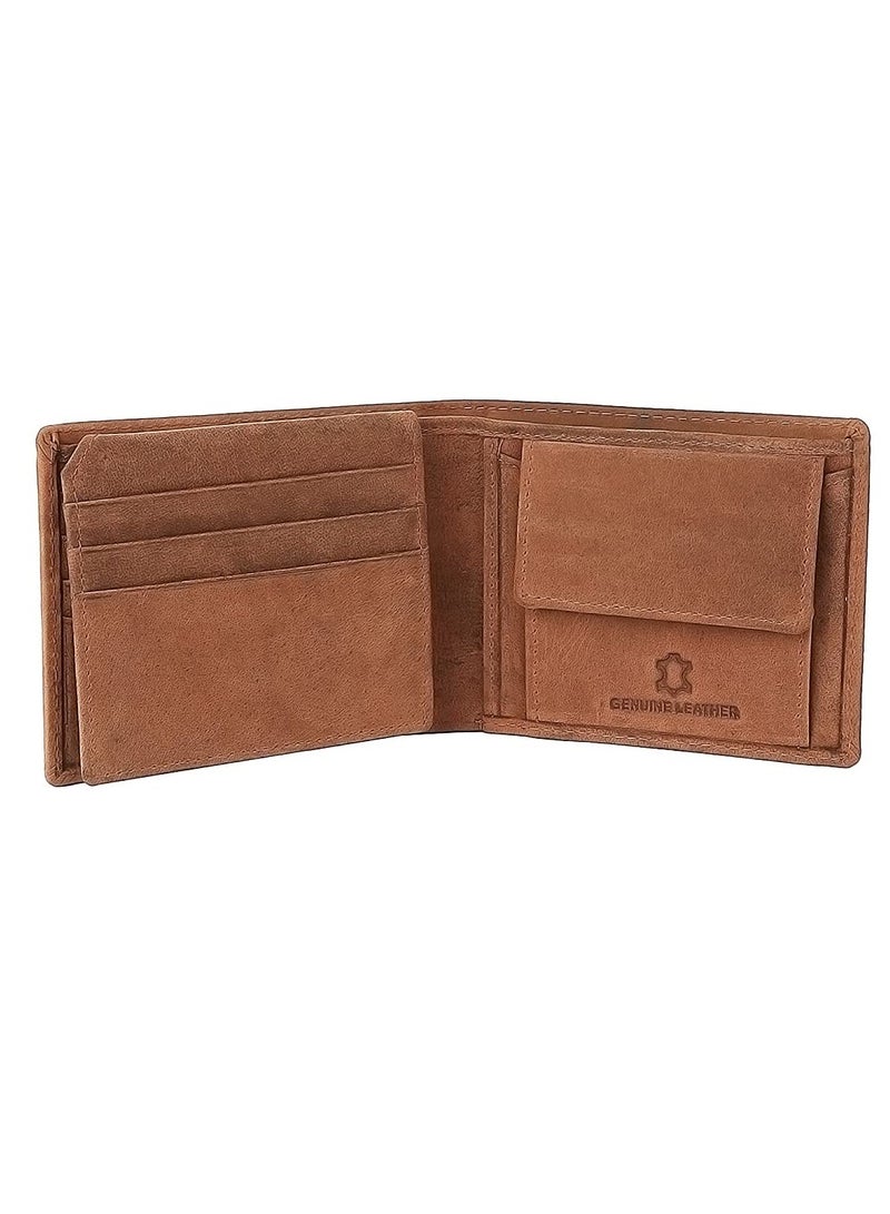 Men's Antlers Hunter Leather Wallet (Tan) R284