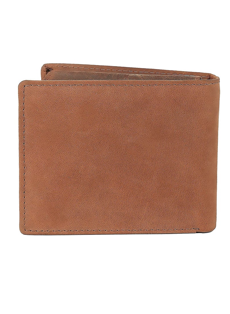 Men's Antlers Hunter Leather Wallet (Tan) R284