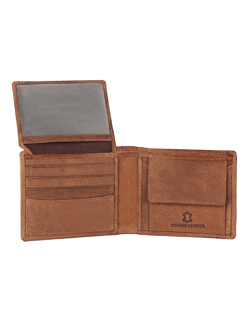 Men's Antlers Hunter Leather Wallet (Tan) R284