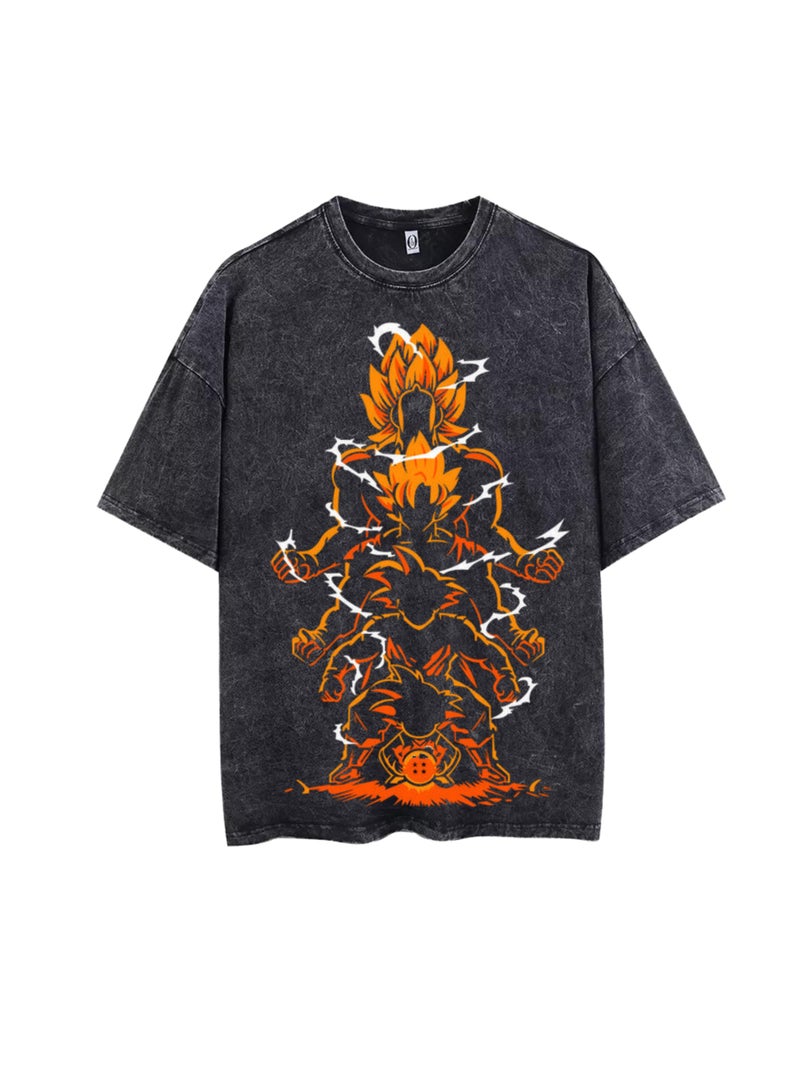 Vintage Black Unisex Super Saiyan Anime Graphic T-Shirt