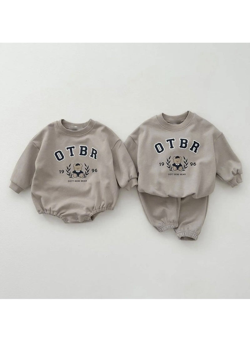 Baby Soft Cotton Long Sleeve Long Pants Sweatshirt Two-piece Set