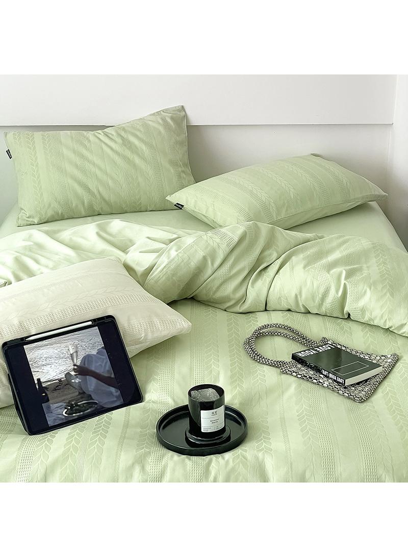 Cotton Satin Duvet Cover Set Solid Color Striped Jacquard 4pcs Cotton 60S Soft Comforter Cover Bed Sheet Pillowcases Bedding Set