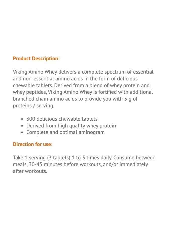 Viking Gold Whey - 300 Chewable Tablets, Strawberry Flavor, 450g Complete Amino Acid Profile Whey Protein Muscle Recovery And Growth Support