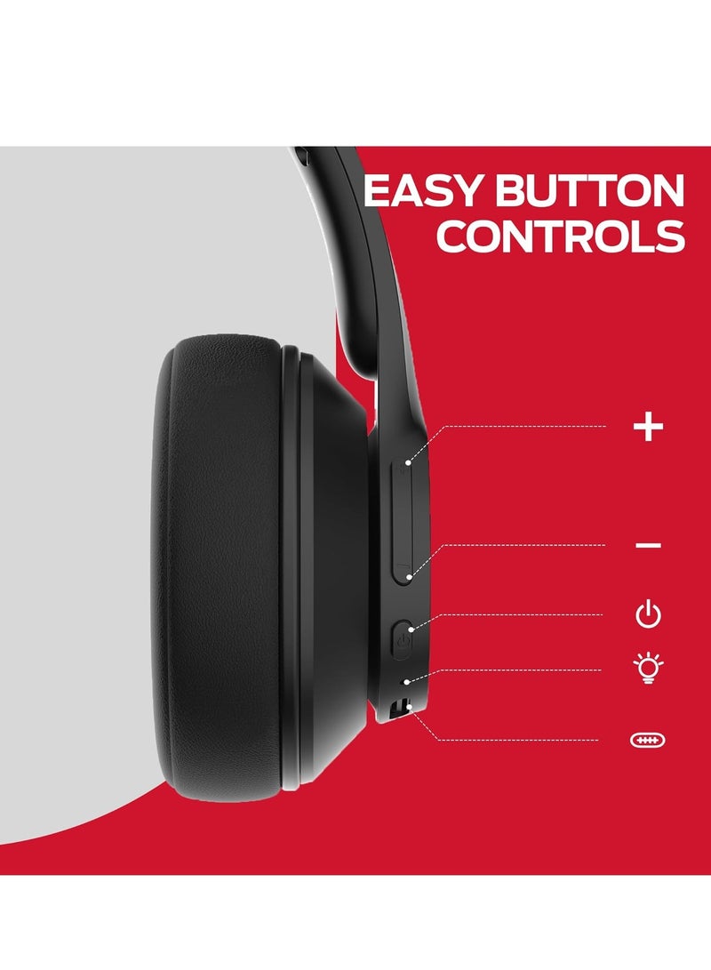Mission 100 Bluetooth Headphones, Over Ear Headphones with Immersive Bass, Crystal Clear Call, 40H Playtime, Bluetooth 5.4, Comfortable Fit Wireless Headset for Travel Work