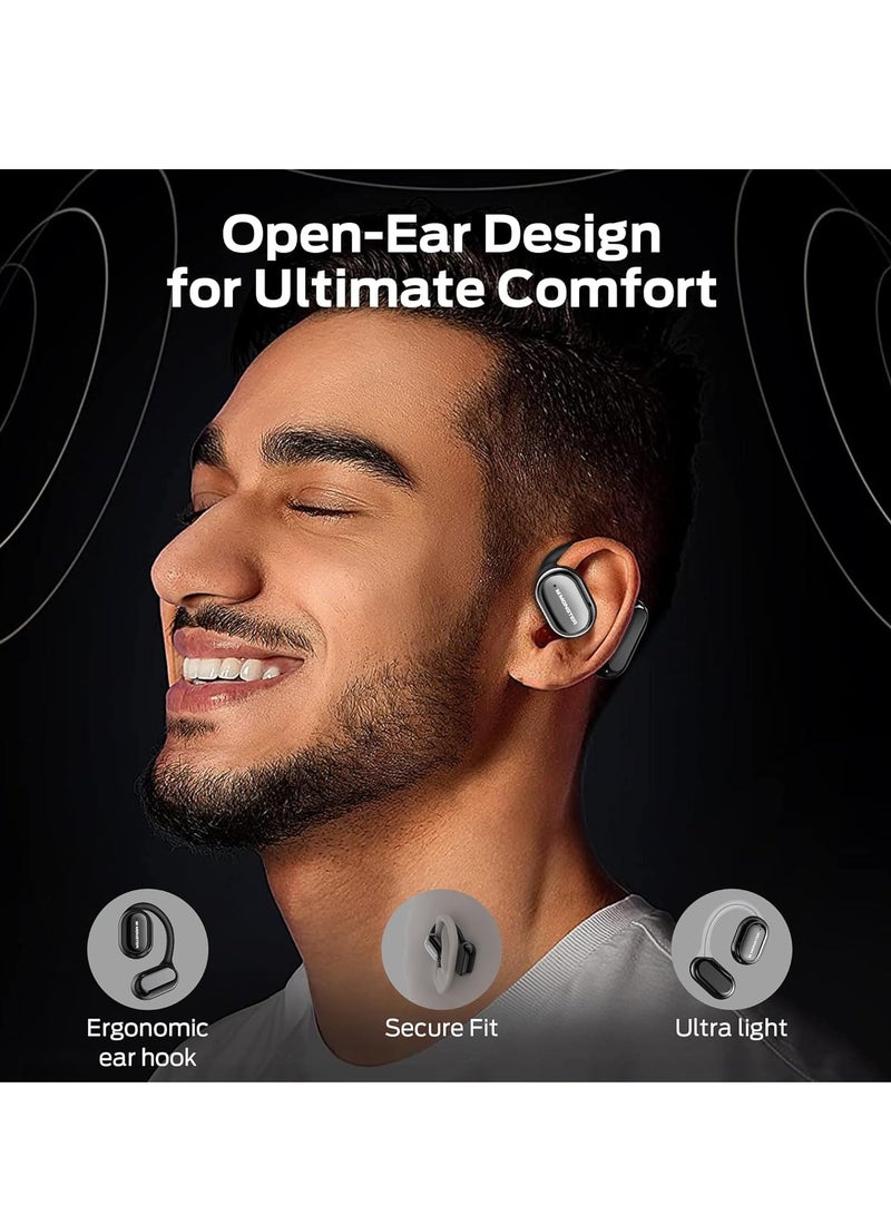 Open Free AC100 Open Ear Headphones, Bluetooth 5.3 Wireless Headphones with Earhooks, Immersive Stereo Sound by Dual Large Driver, Clear Talk, 30H Playtime,Waterproof Sport Earbuds for Running