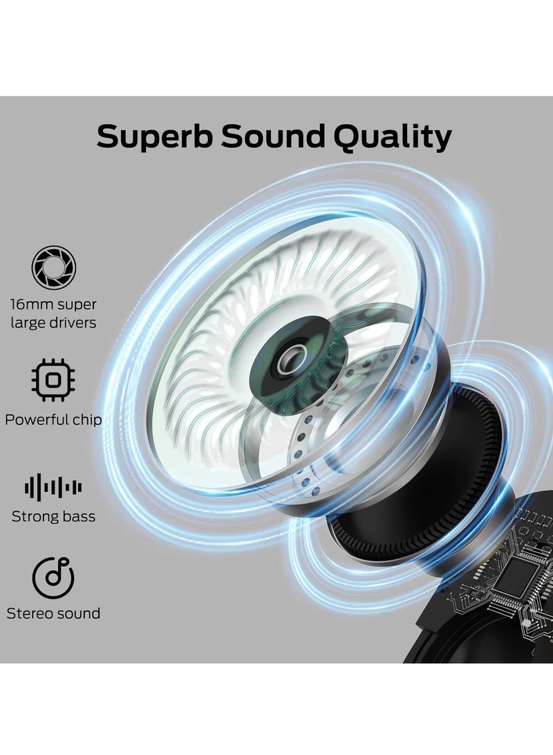 Open Free AC100 Open Ear Headphones, Bluetooth 5.3 Wireless Headphones with Earhooks, Immersive Stereo Sound by Dual Large Driver, Clear Talk, 30H Playtime,Waterproof Sport Earbuds for Running