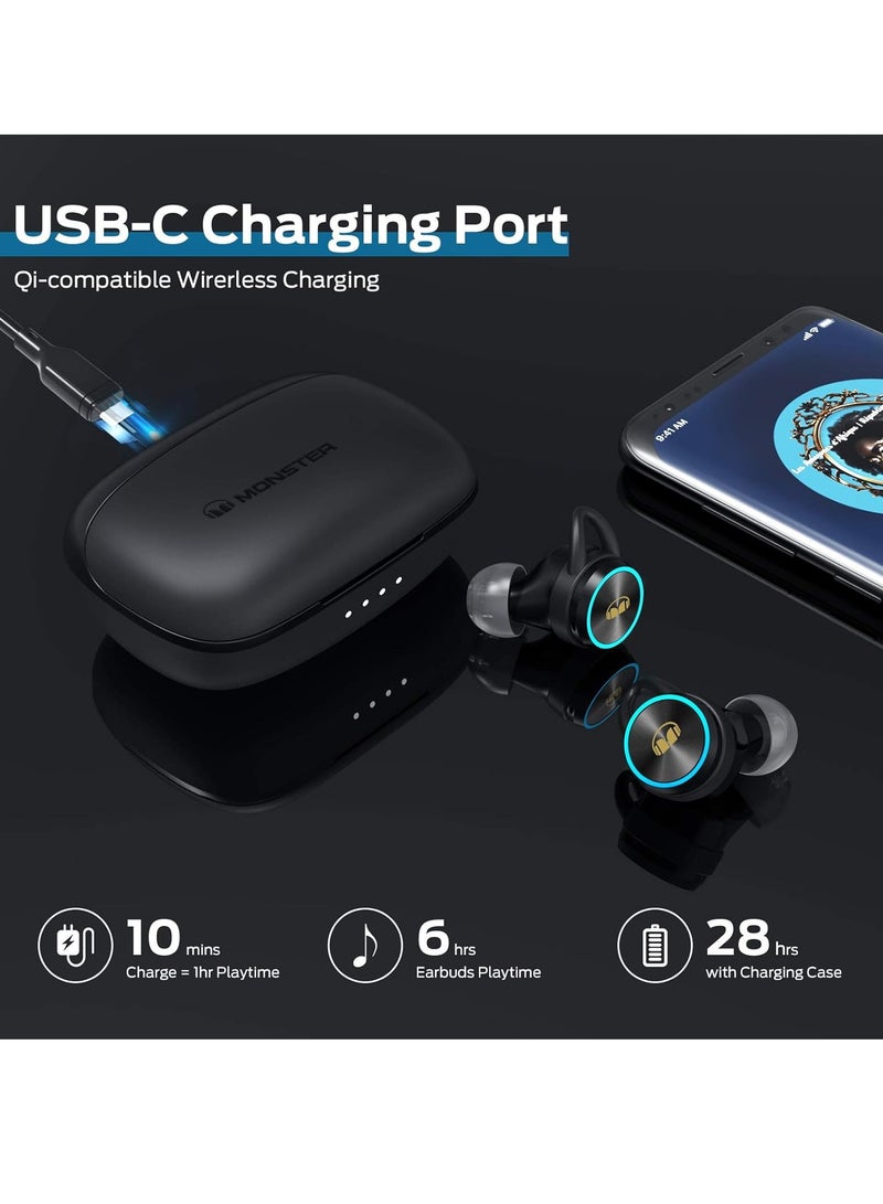 Clarity 101Plus AirLinks Wireless Earbuds, Bluetooth 5.0 in-Ear Headphones with Charging Case, Stereo Earphones Deep Bass Sound, Built-in Mic, Clear Call, Water Resistant Design for Sports