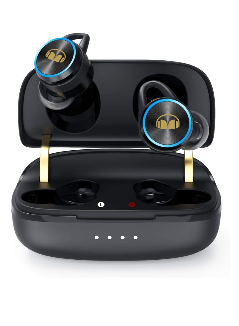 Clarity 101Plus AirLinks Wireless Earbuds, Bluetooth 5.0 in-Ear Headphones with Charging Case, Stereo Earphones Deep Bass Sound, Built-in Mic, Clear Call, Water Resistant Design for Sports
