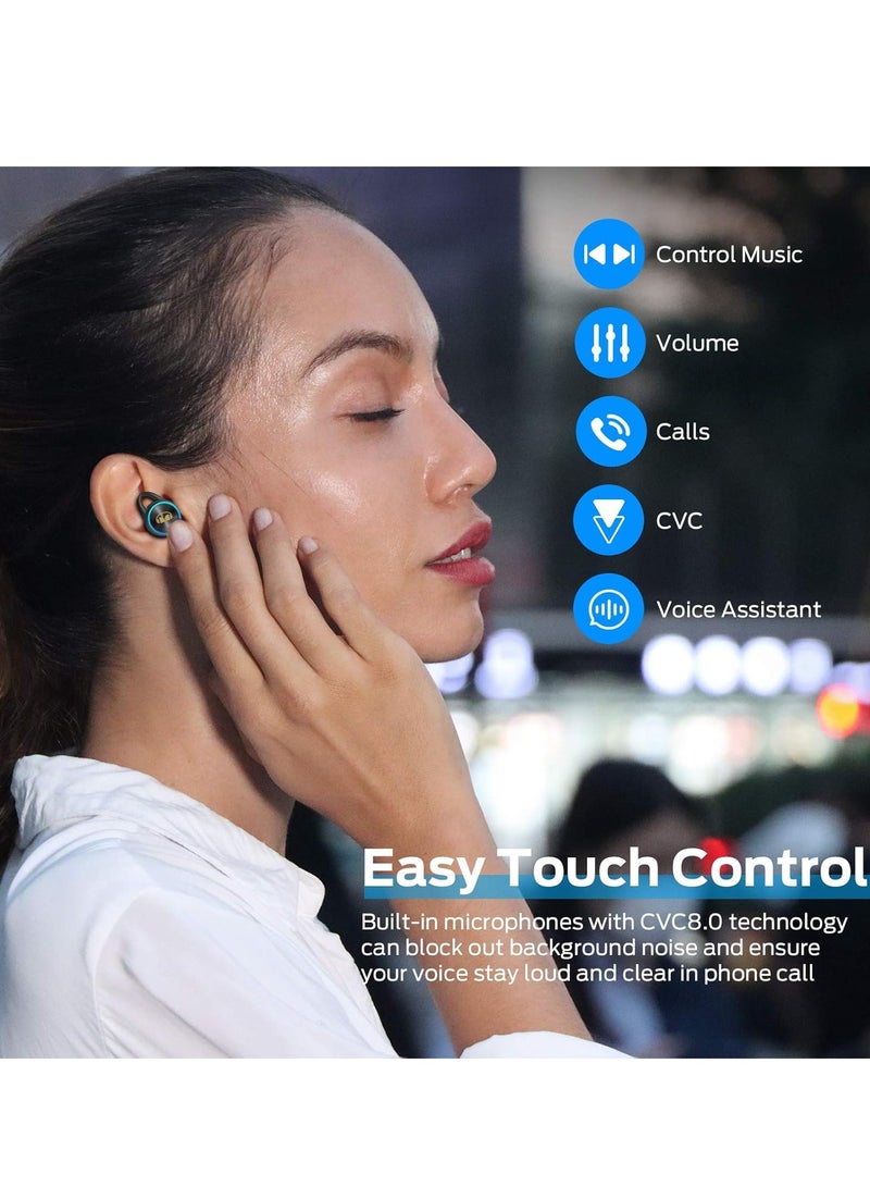 Clarity 101Plus AirLinks Wireless Earbuds, Bluetooth 5.0 in-Ear Headphones with Charging Case, Stereo Earphones Deep Bass Sound, Built-in Mic, Clear Call, Water Resistant Design for Sports