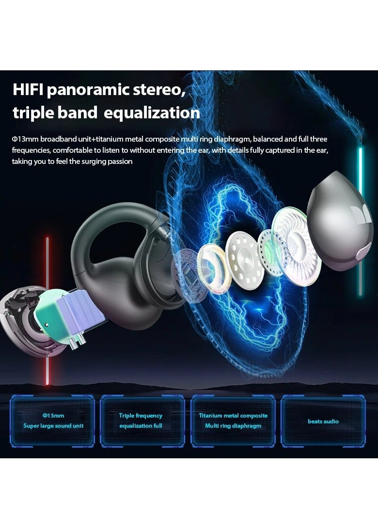 AC600 Air Conduction Headset Wireless bluetooth Earphone Rotary Planet Ring Design HiFi Panoramic Stereo AI Call Noise Cancelling 21H Playback Open-ear Earclips Headphones