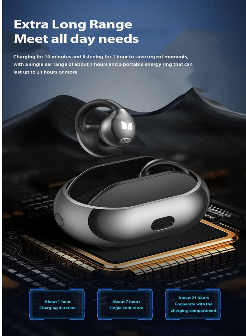 AC600 Air Conduction Headset Wireless bluetooth Earphone Rotary Planet Ring Design HiFi Panoramic Stereo AI Call Noise Cancelling 21H Playback Open-ear Earclips Headphones