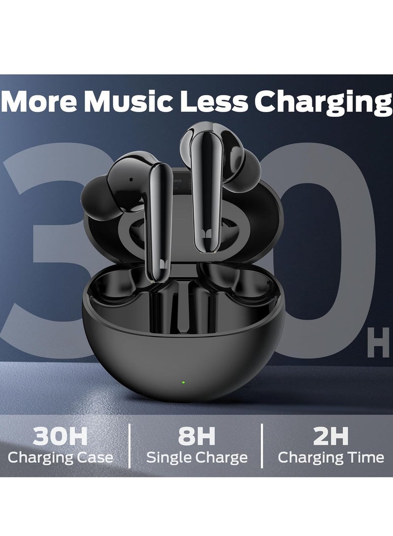 N-Lite 203 AirLinks Wireless Earbuds, Bluetooth 5.3 Headphones with HiFi Stereo, Crystal Clear Call, 30H Playback, Type-C Charging, Touch Control, IPX6 Waterproof in-Ear Earbuds Earphones