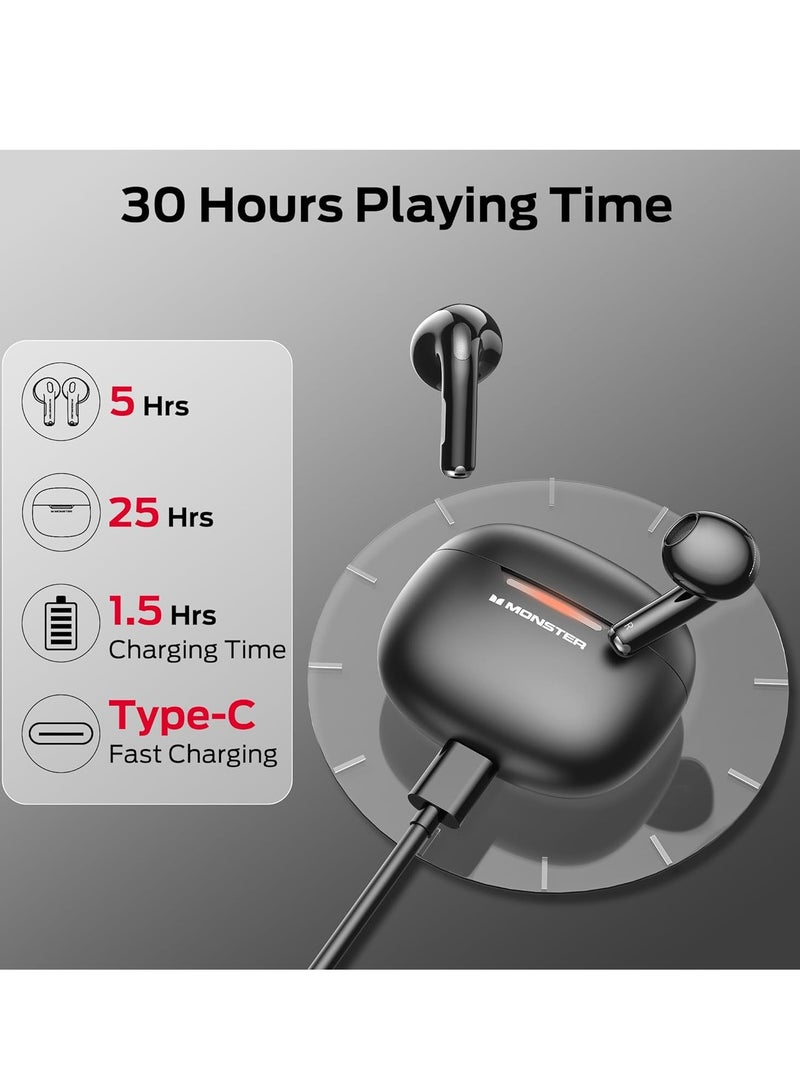 N-Lite 208 Wireless Earbuds Bluetooth 5.4 Built-in Mic, Bluetooth Earbuds Touch Control, Headphones Bluetooth Wireless with 30H Playtime, Type-C Fast Charging, Clear Call for Running, Workout