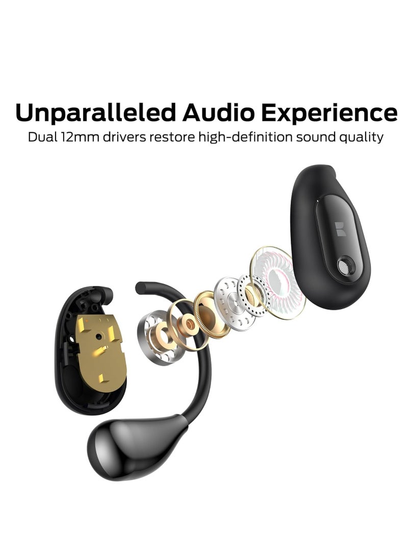 Open Ear AC210 Headphones, Bluetooth 5.4 Earphones Stereo Sound, Wireless Headphones 30 Hours Playback, Type-C Charging, HD Clear Calls, Touch Control, IPX5 Waterproof Open Ear Earbuds