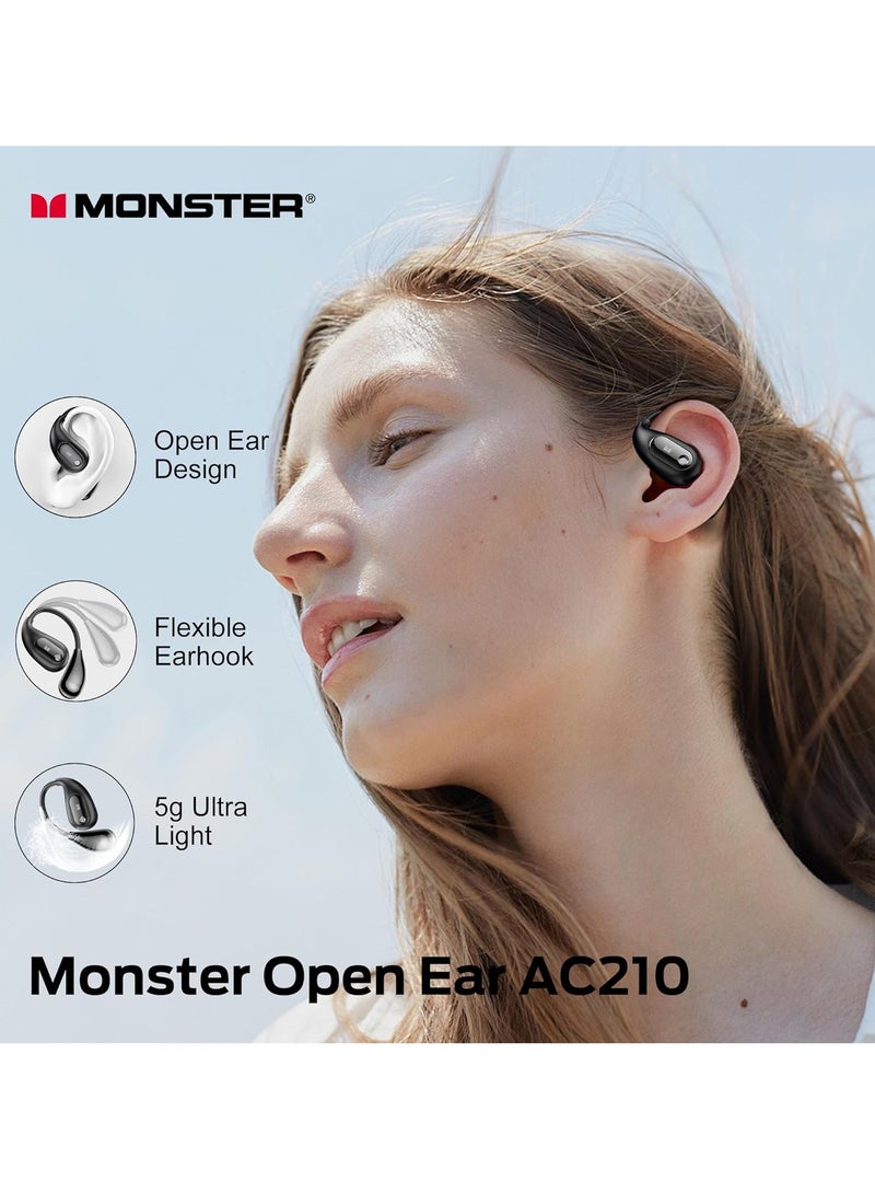 Open Ear AC210 Headphones, Bluetooth 5.4 Earphones Stereo Sound, Wireless Headphones 30 Hours Playback, Type-C Charging, HD Clear Calls, Touch Control, IPX5 Waterproof Open Ear Earbuds