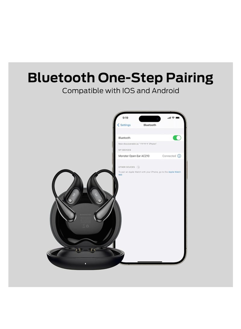 Open Ear AC210 Headphones, Bluetooth 5.4 Earphones Stereo Sound, Wireless Headphones 30 Hours Playback, Type-C Charging, HD Clear Calls, Touch Control, IPX5 Waterproof Open Ear Earbuds