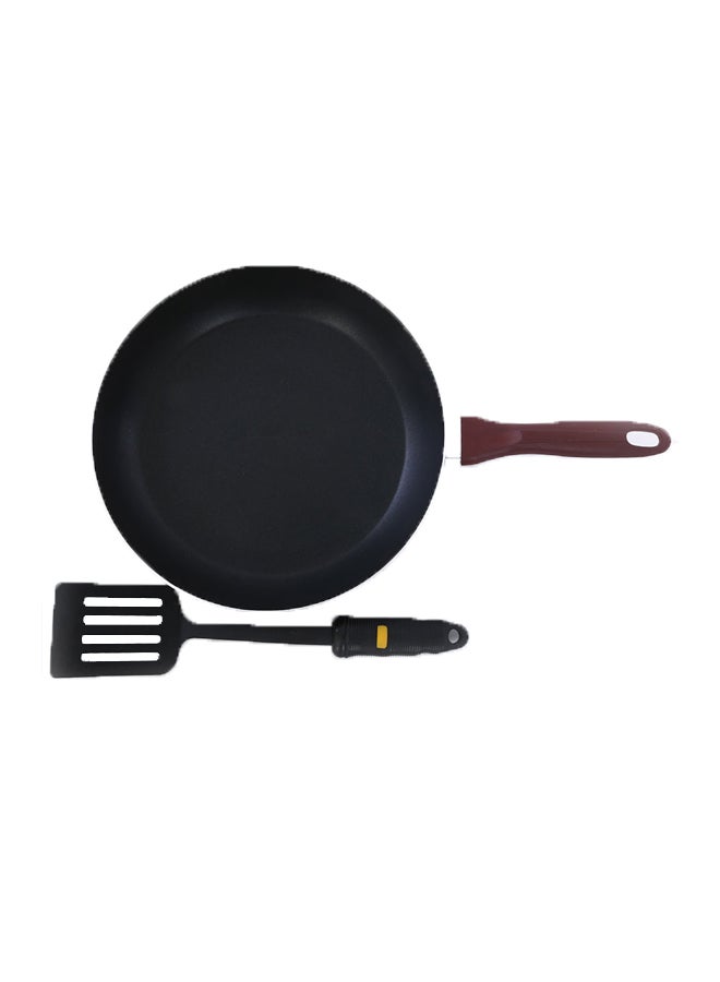 2-Piece Frypan With Turner Set Black/Brown/Yellow 26cm