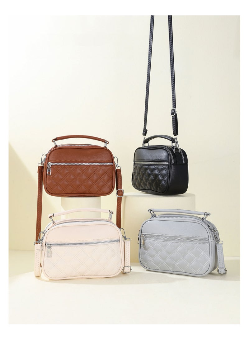 Women's Cross-Body Bags White Chain Bag Handbags for Women,Lightweight Crossbody Designer Shoulder Bag Purse,Ladies Fashion Phone Bag，Adjustable Strap PU Leather with Multi Zipper Pockets