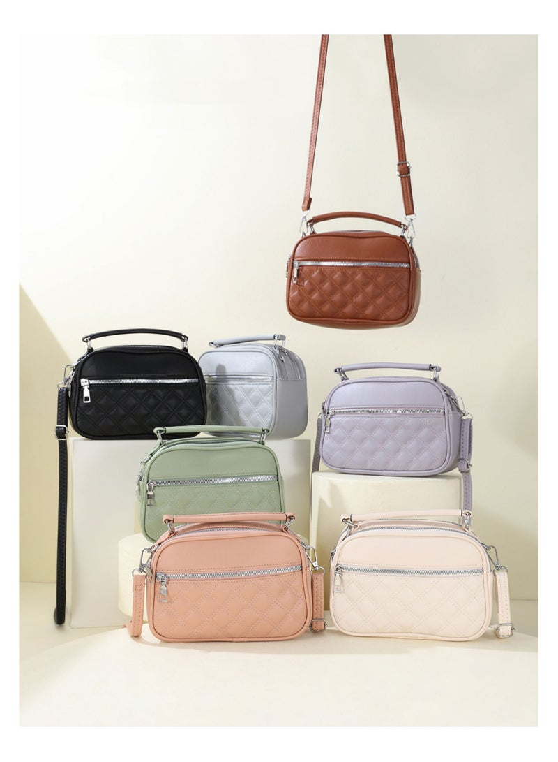 Women's Cross-Body Bags White Chain Bag Handbags for Women,Lightweight Crossbody Designer Shoulder Bag Purse,Ladies Fashion Phone Bag，Adjustable Strap PU Leather with Multi Zipper Pockets