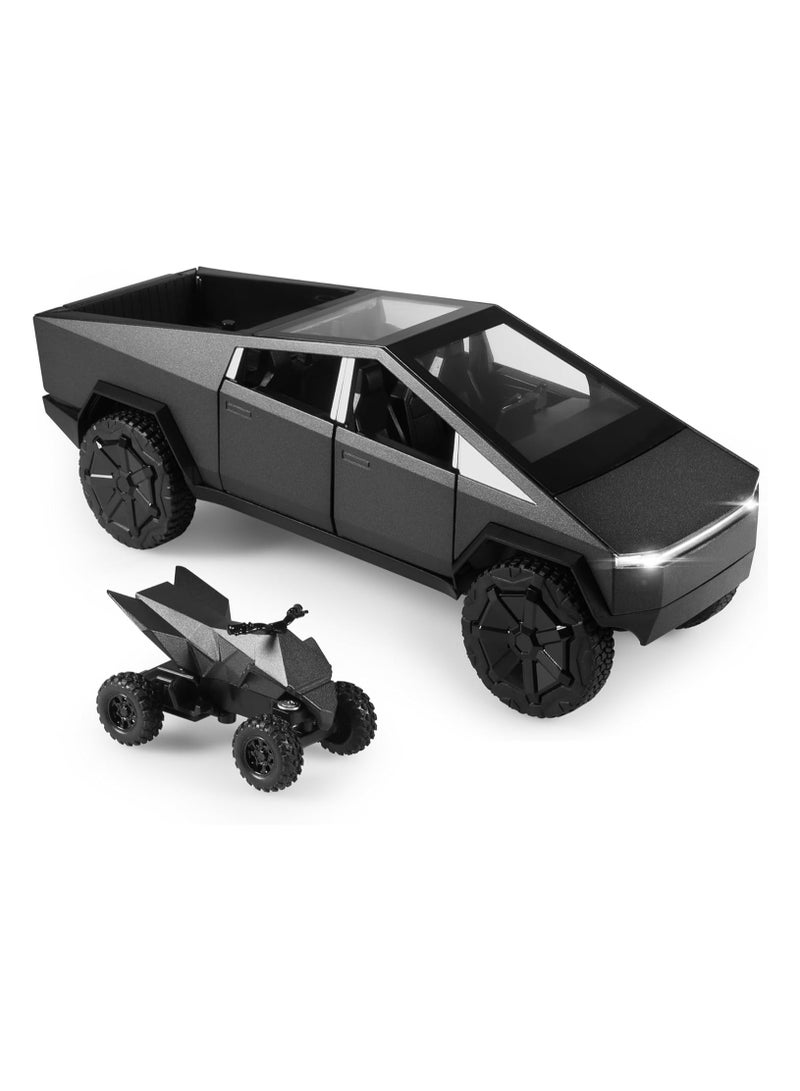 1:24 Diecast Metal Cybertruck Toy - Realistic Cybertruck Model with Sound, Light, and Pull-Back Action - Ideal for Collectors and Kids, Black