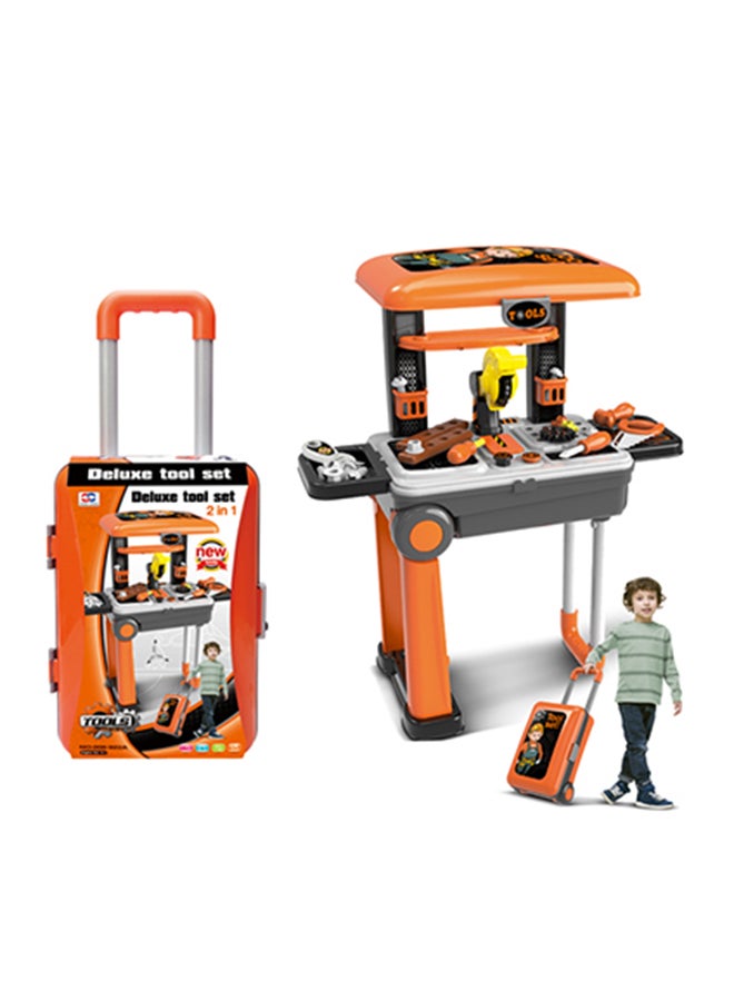 2-In-1 Exceptional Quality Deluxe Trolley Playset For Kids, Orange/Grey/Black 15.40x9.60x5.30inch