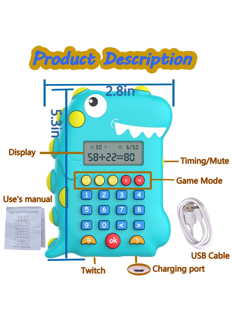 Dinosaur Math Toy, Kids Educational Toys with Music for 5-8 Year Old, Children Calculator Toy for Birthday Gift Holiday Gift