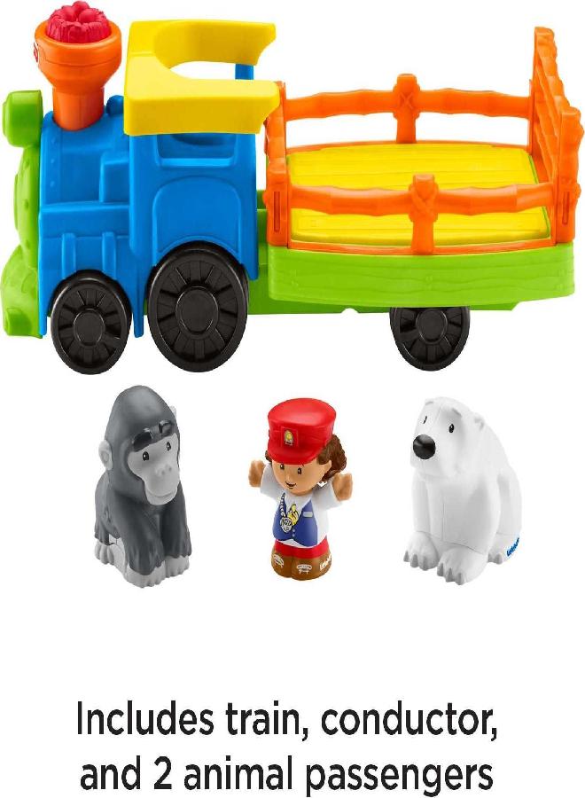 Fisher-Price Little People Toddler Toy Train Choo-Choo Zoo with Music Sounds and 3 Figures for Pretend Play Ages 1+ Years