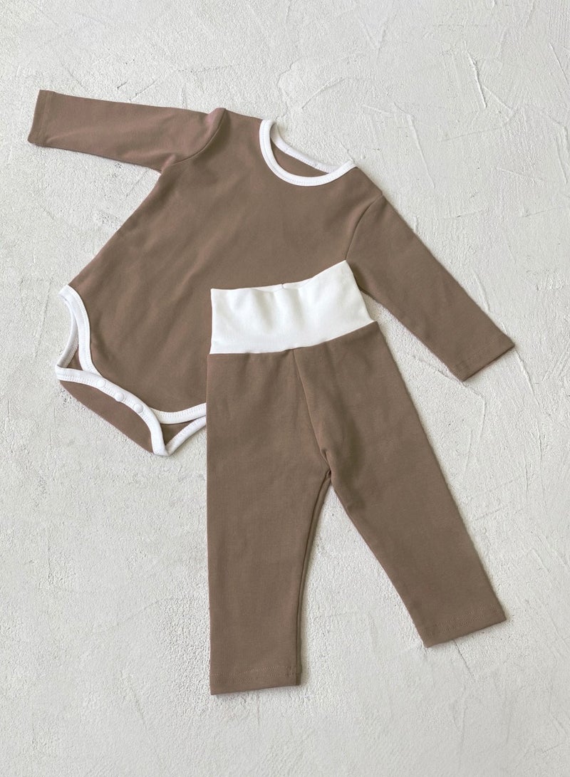 Baby Soft And Breathable Cotton Bodysuit + High Waist Pants Set