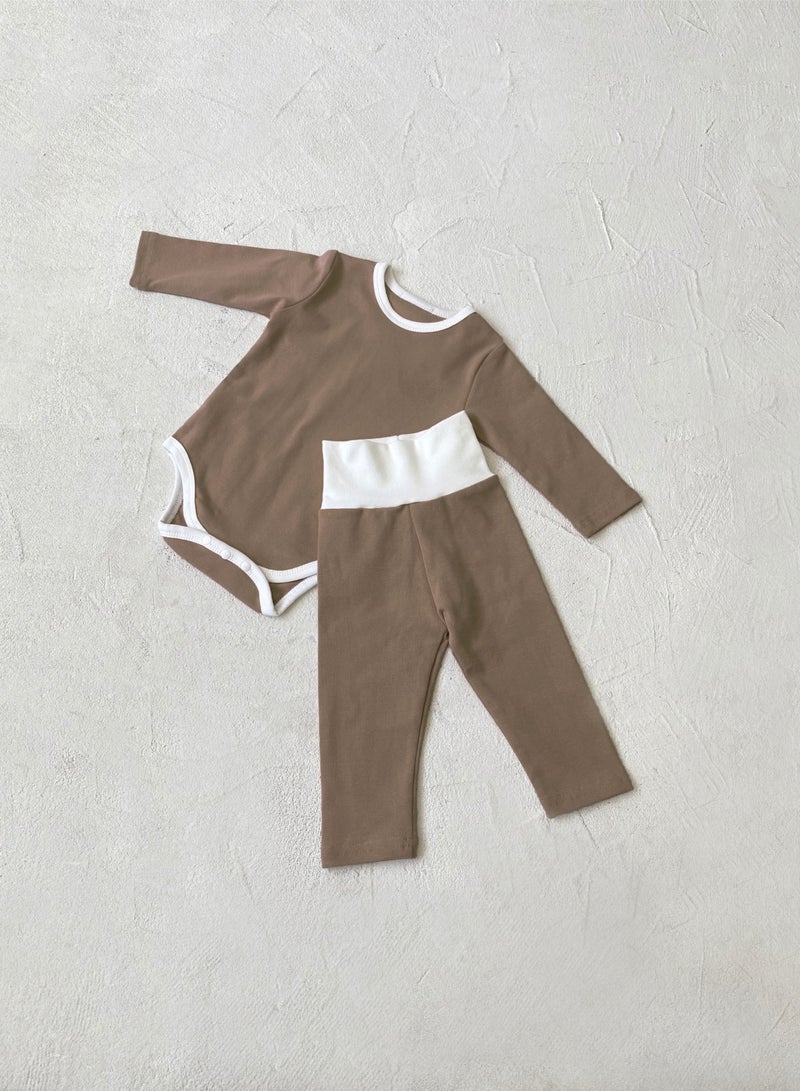 Baby Soft And Breathable Cotton Bodysuit + High Waist Pants Set