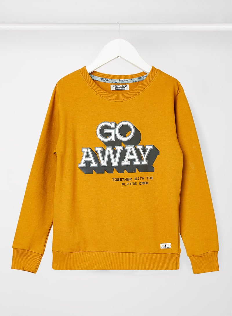 Kids/Teen Slogan Print Sweatshirt Mustard