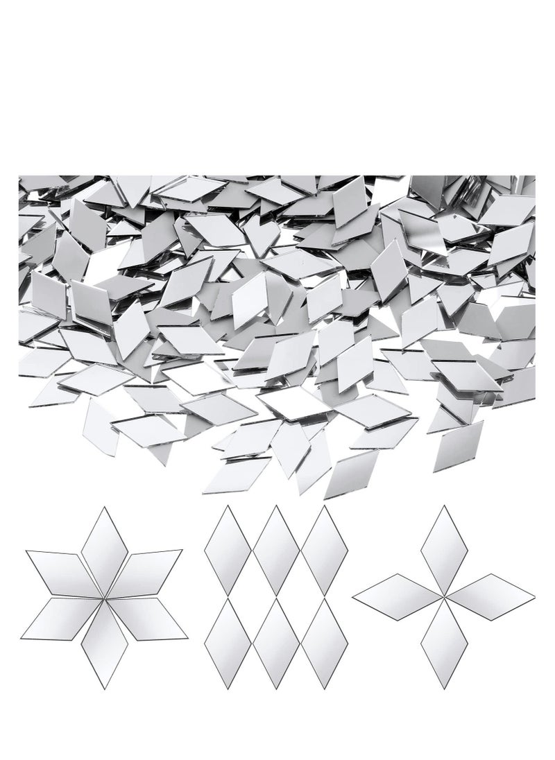 Mini Diamond Shape Mirror Tiles for Crafts, 500 Pcs 1 x 0.5 Inch Rhombus Mini Mosaic Tiles Small Mirror Pieces Glass Tiles for Wall Home Decoration Crafts DIY Making Supplies
