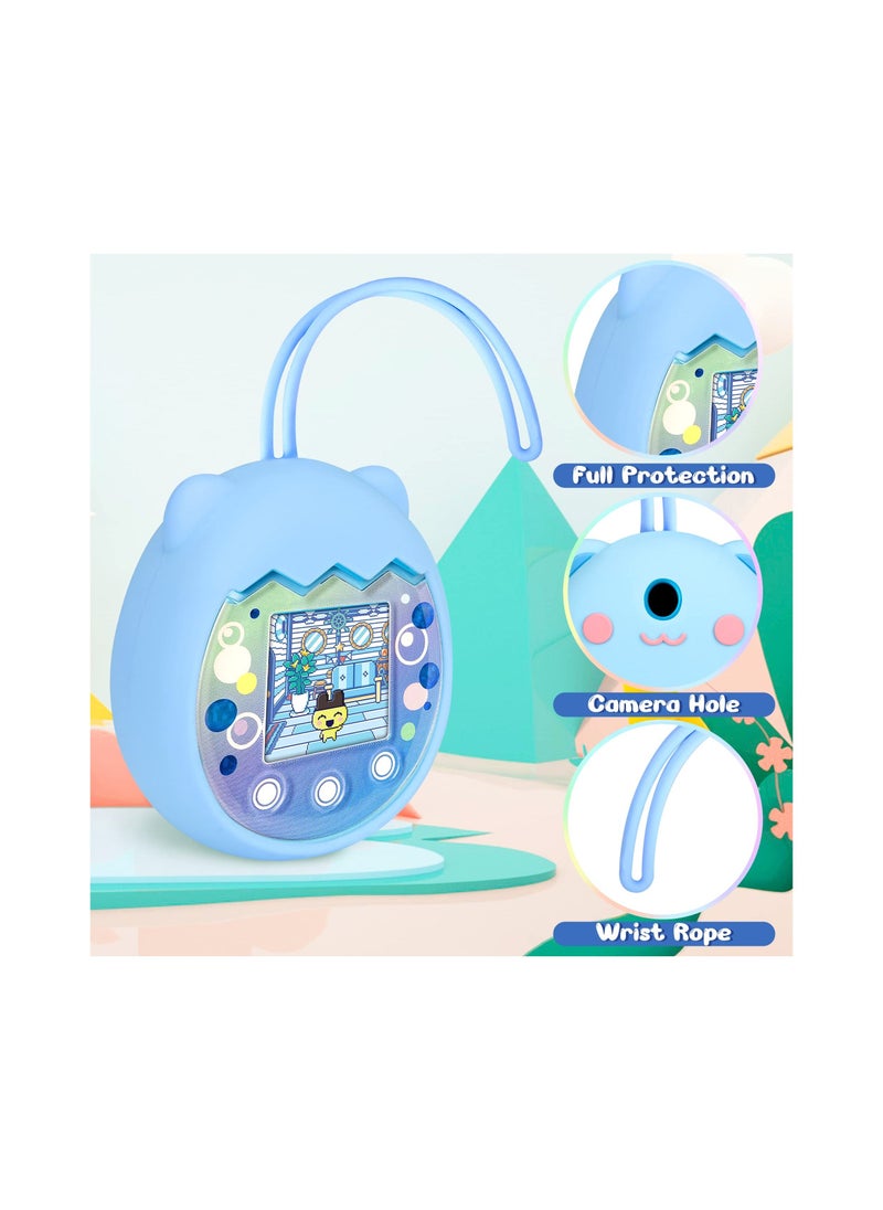 SYOSI Silicone Cover for Tamagotchi Pix Virtual Pet Game Machine, with Finger Lanyard (Blue)