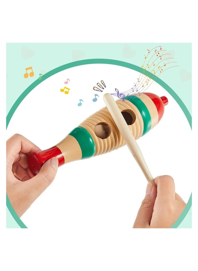 2 Pieces Fish Shaped Guiro Instrument Latin Percussion Musical Instruments Wooden Frog Instrument Musical Percussion Instruments for Adults Kids with Rhythm Sticks