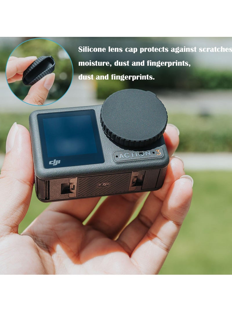Screen Protector for DJI OSMO Action 4 Camera - Includes Tempered Glass LCD Display Film, Lens Protector, and Silicone Lens Cap Cover, 0.3mm 9H Hardness Anti-Scratch Anti-Bubble (6+2 Pack)