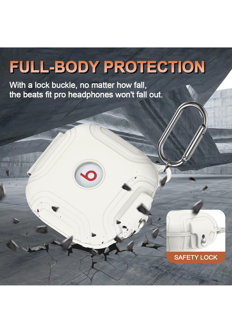 Case for Beats Fit Pro, Silicone Protector Case for Apple Beats Fit Pro, with Beats Fit Pro 2021 Earbuds Armor Shockproof Protective, with Anti-Lost Lanyard Keychain (White)