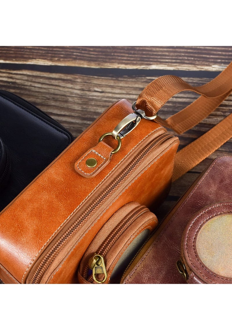 Protective Case for Fujifilm Instax Mini EVO Camera Case, Retro PU Leather Protective Case for Mini EVO Instant Camera, High Capacity Cover with Removable Shoulder Strap, Vintage Brown
